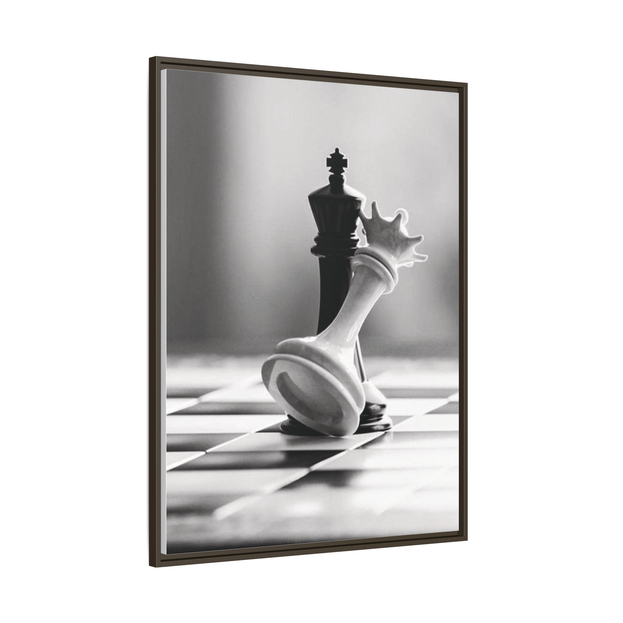 Chess King and Fallen Queen Matte Canvas Framed Wall Art
