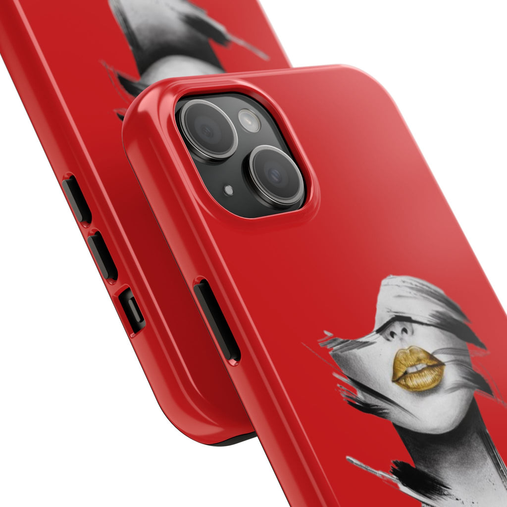 Red Abstract Lips Tough Phone Case — Bold Art Phone Cover for iPhone & Android