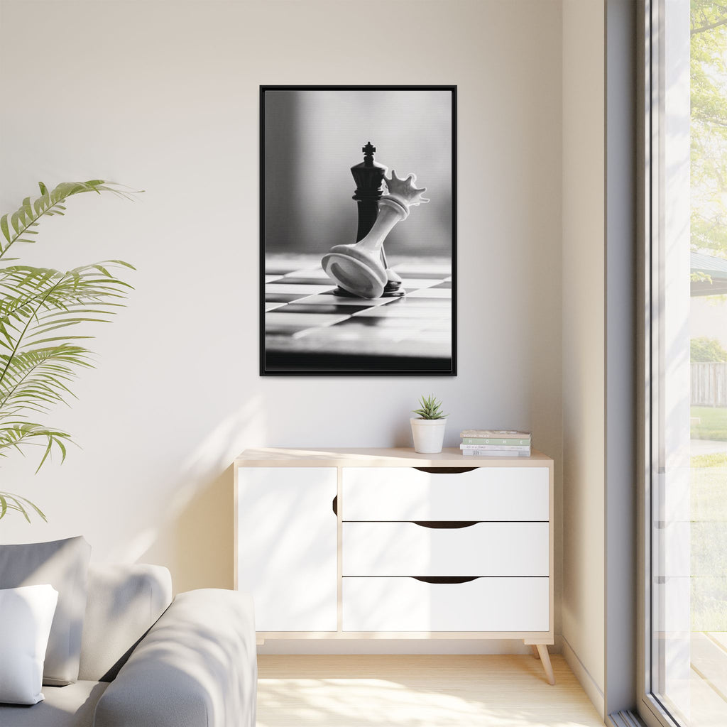 Chess King and Fallen Queen Matte Canvas Framed Wall Art