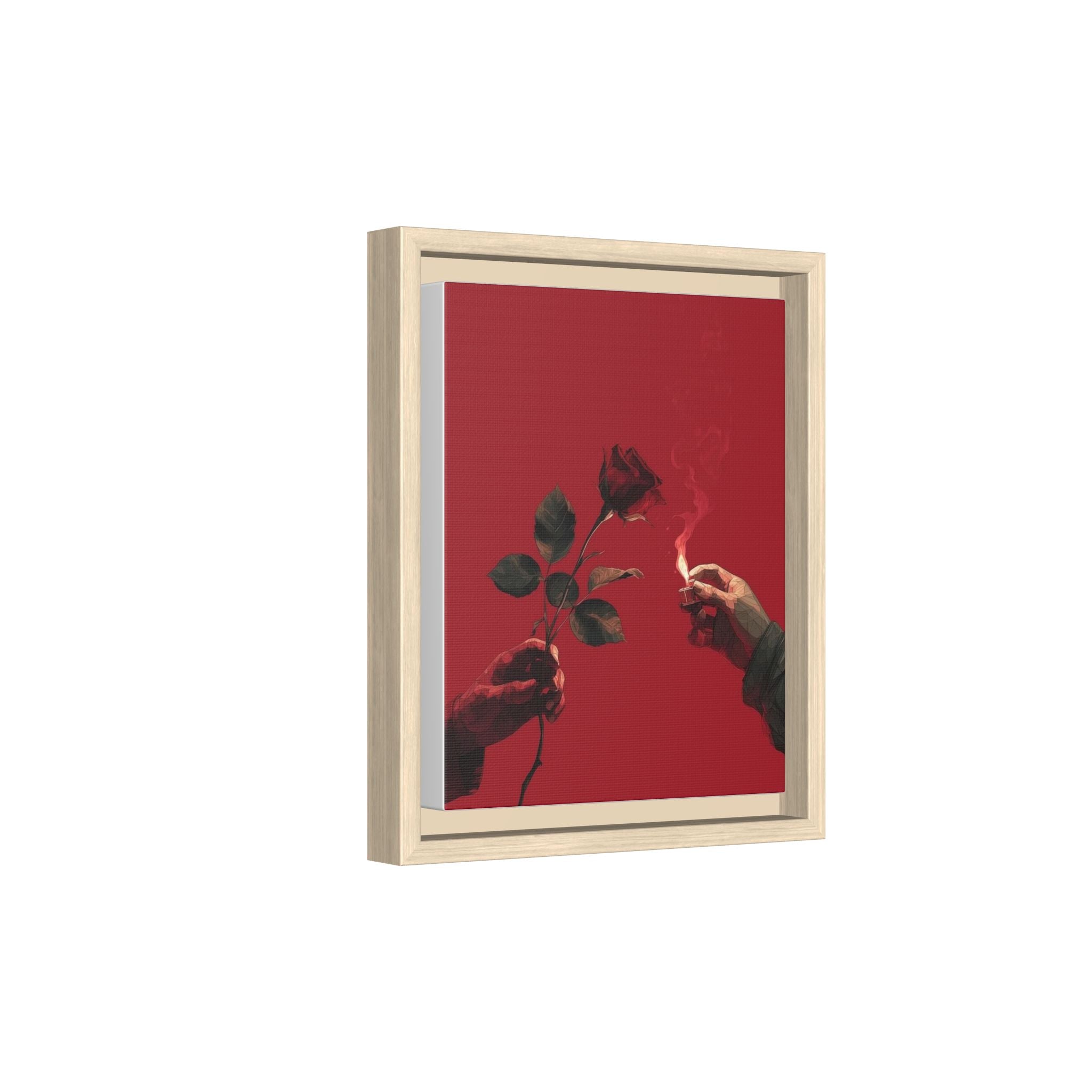 Red Rose & Lighter Minimalist Wall Print