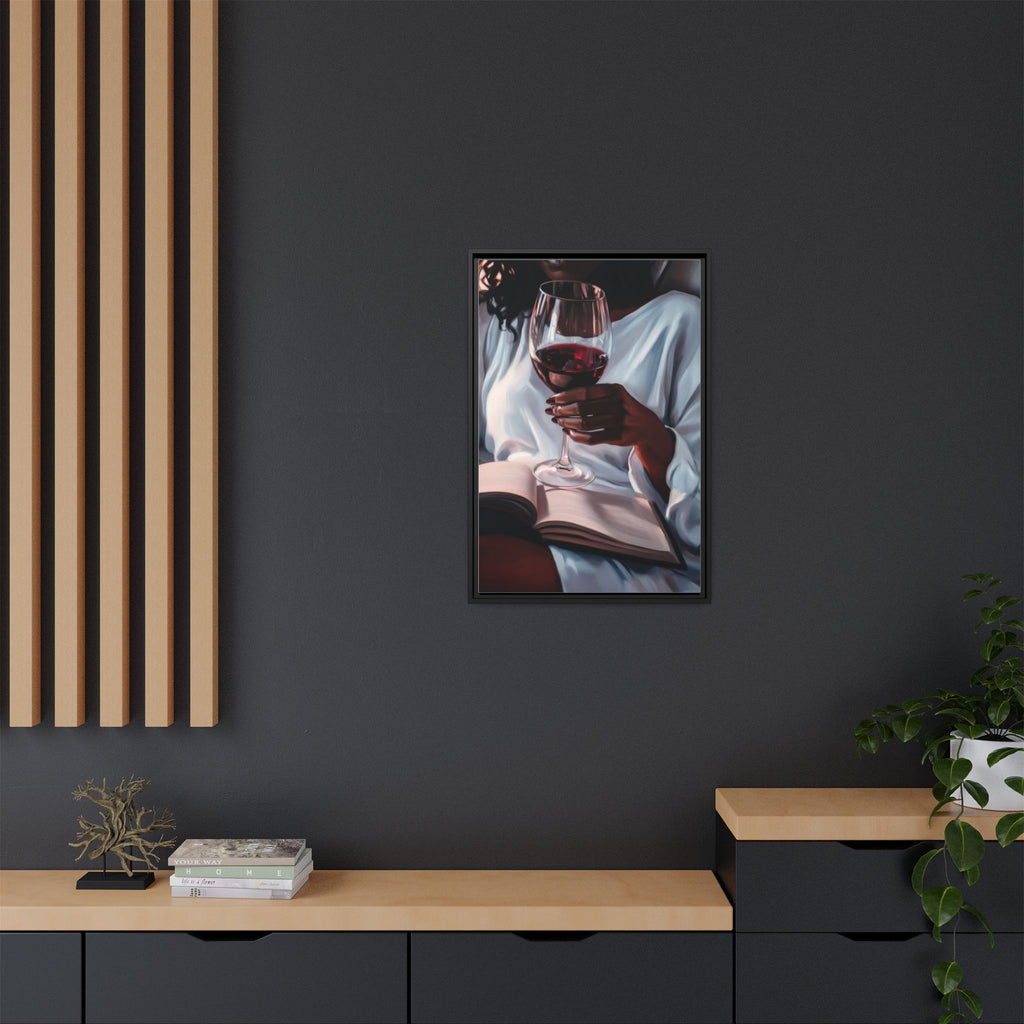 Woman Reading with Wine Glass (Cozy Evening Wall Decor)