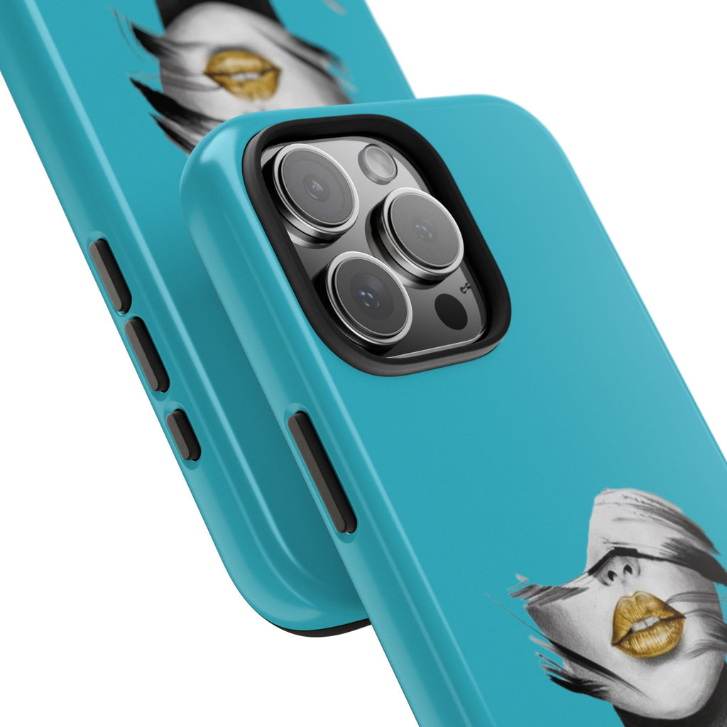 Teal 'Golden Lips' Tough Phone Case