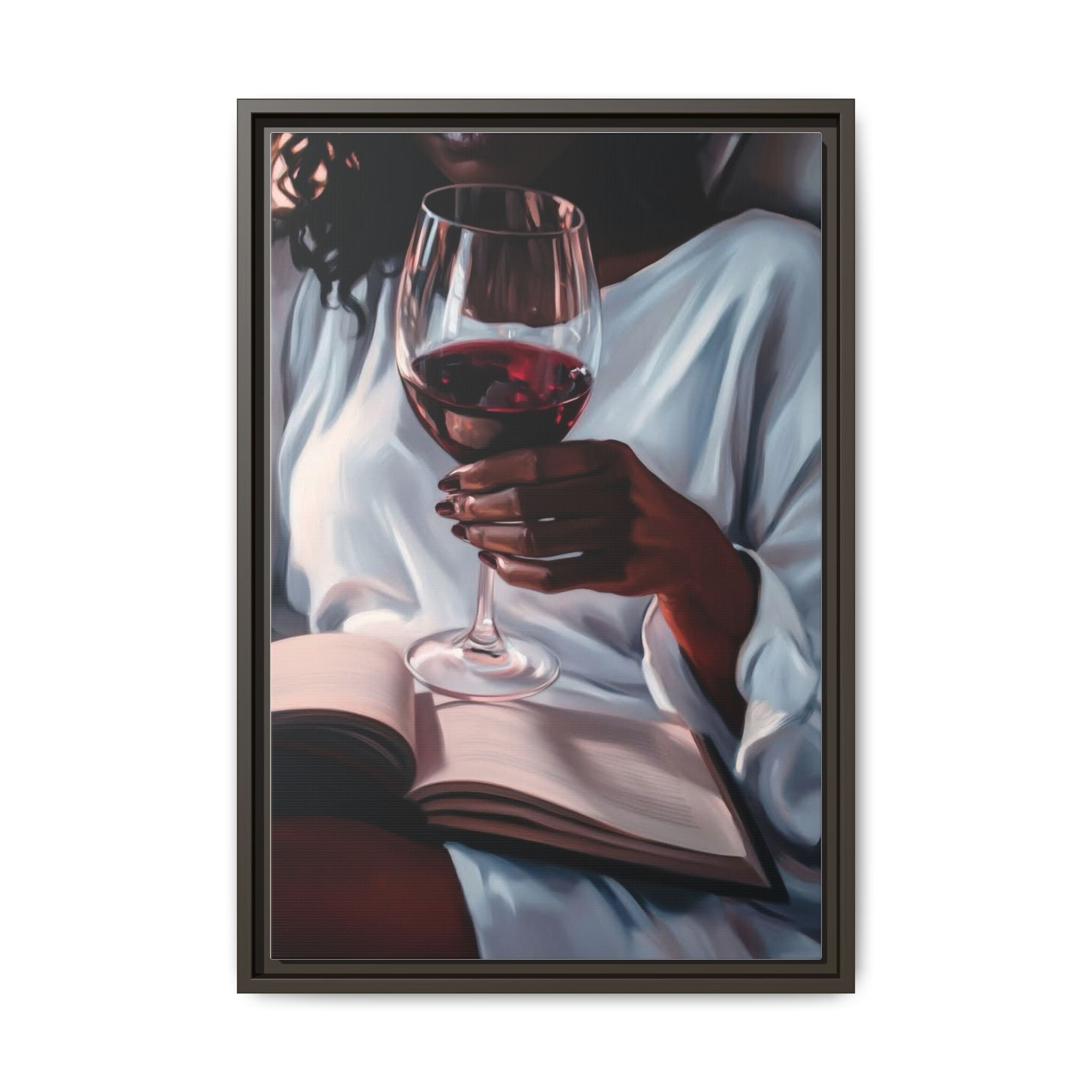 Woman Reading with Wine Glass (Cozy Evening Wall Decor)