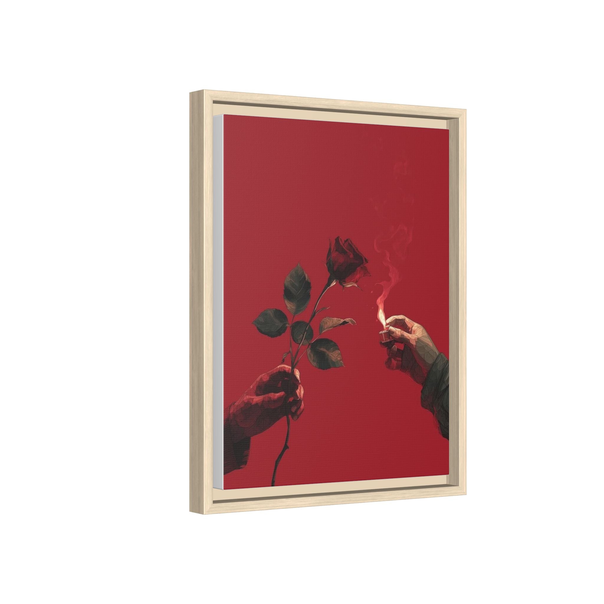 Red Rose & Lighter Minimalist Wall Print