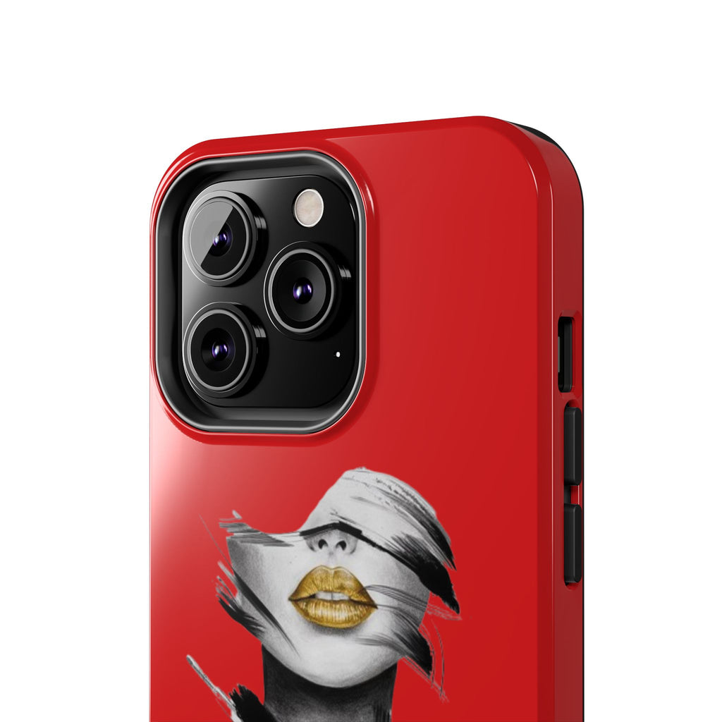 Red Abstract Lips Tough Phone Case — Bold Art Phone Cover for iPhone & Android