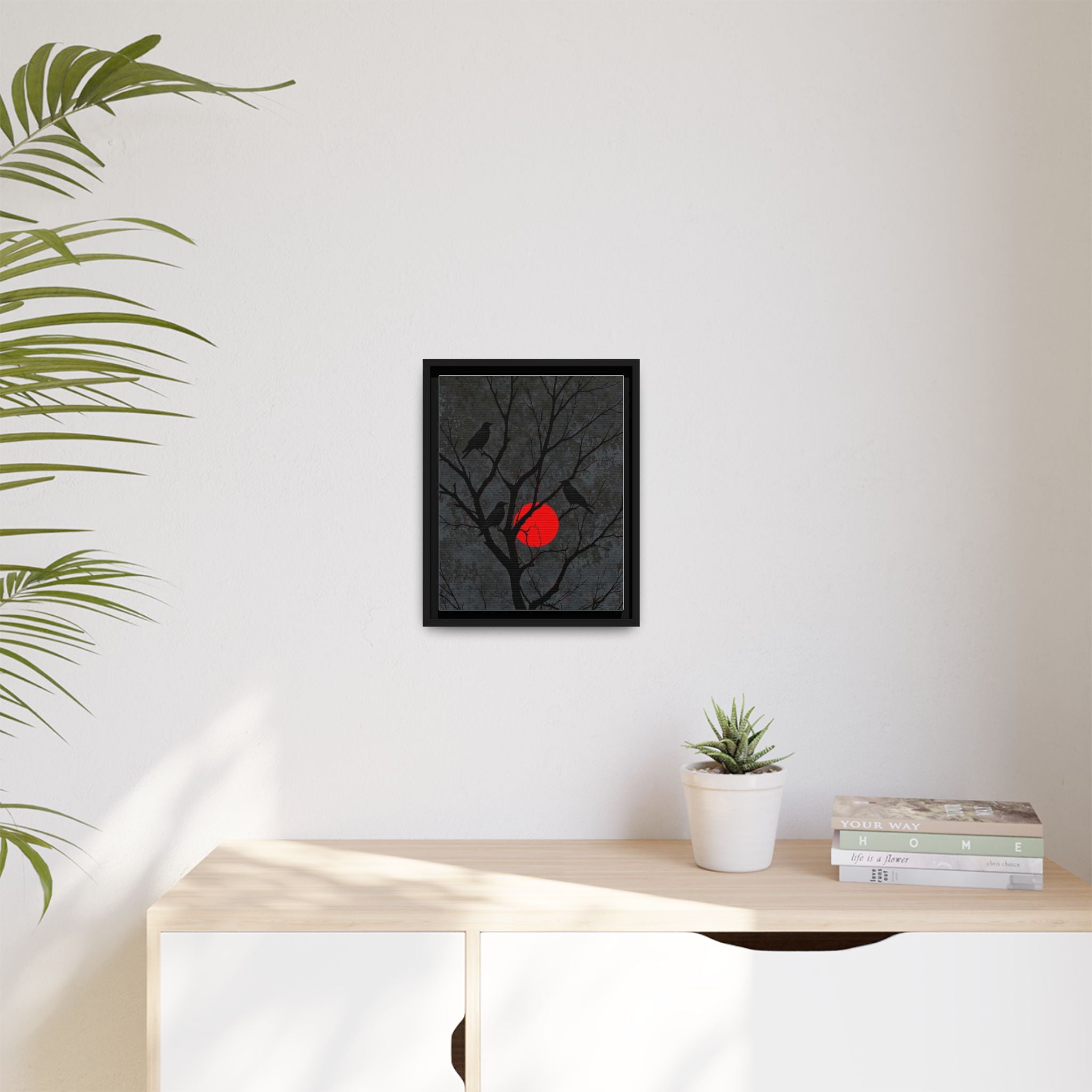 Red Moon Crows Silhouette