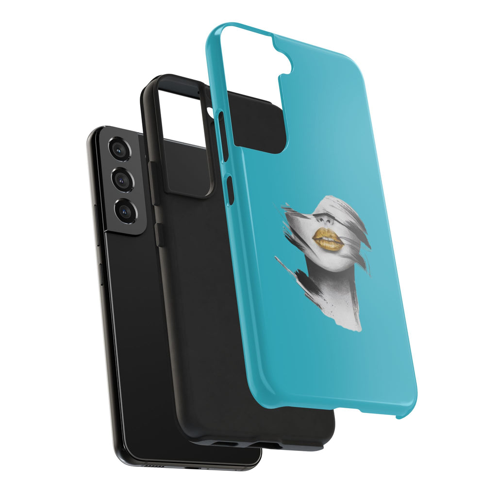 Teal 'Golden Lips' Tough Phone Case