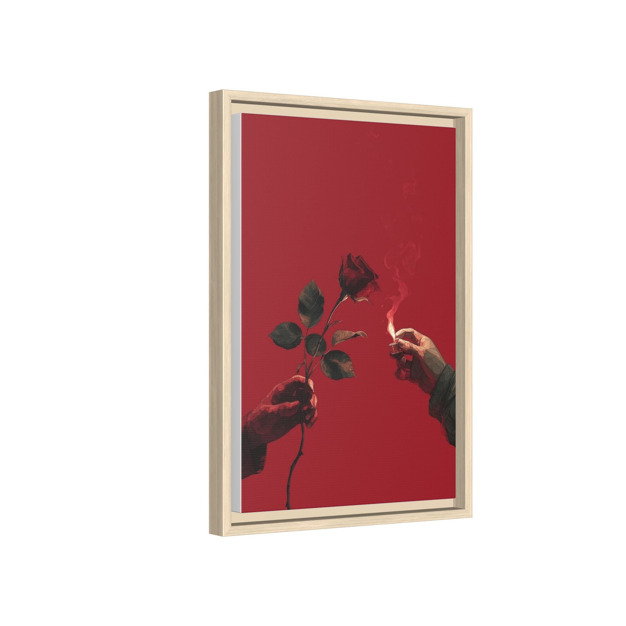Red Rose & Lighter Minimalist Wall Print