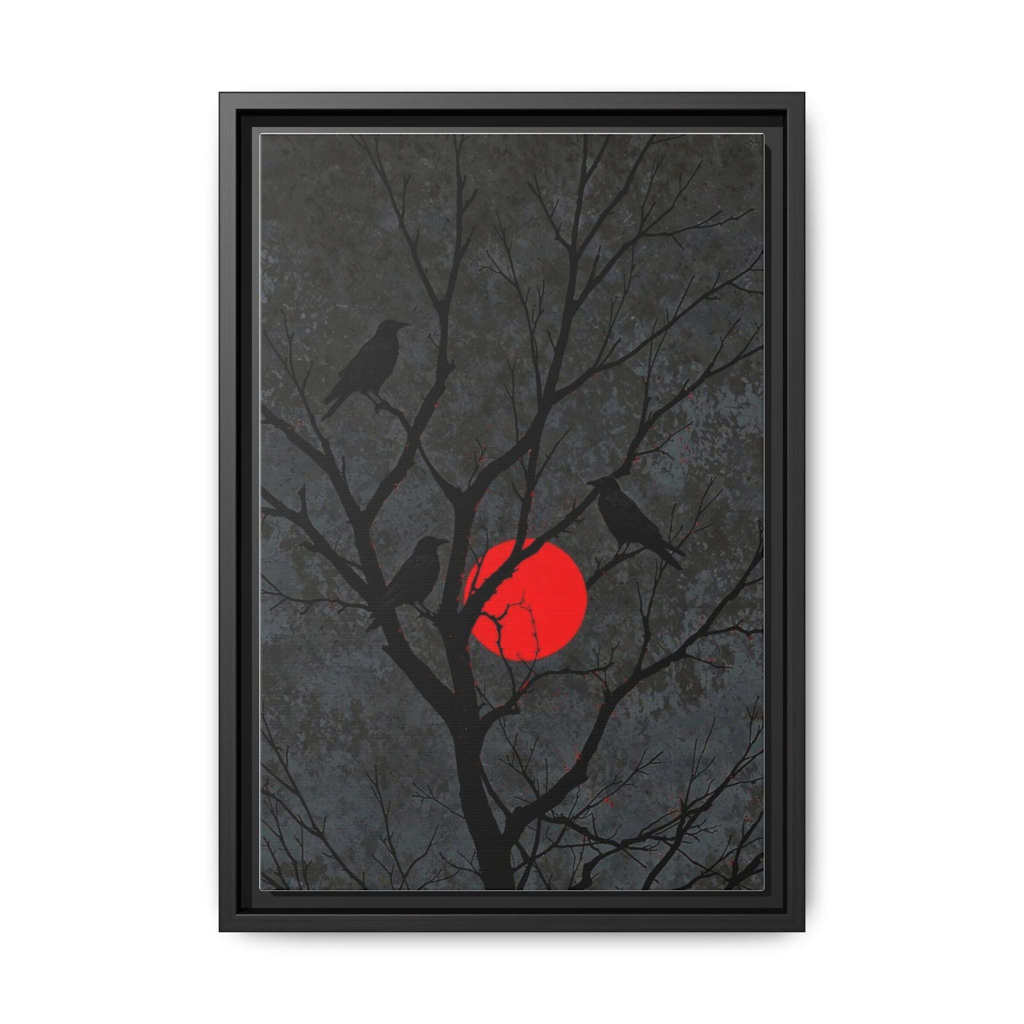 Red Moon Crows Silhouette