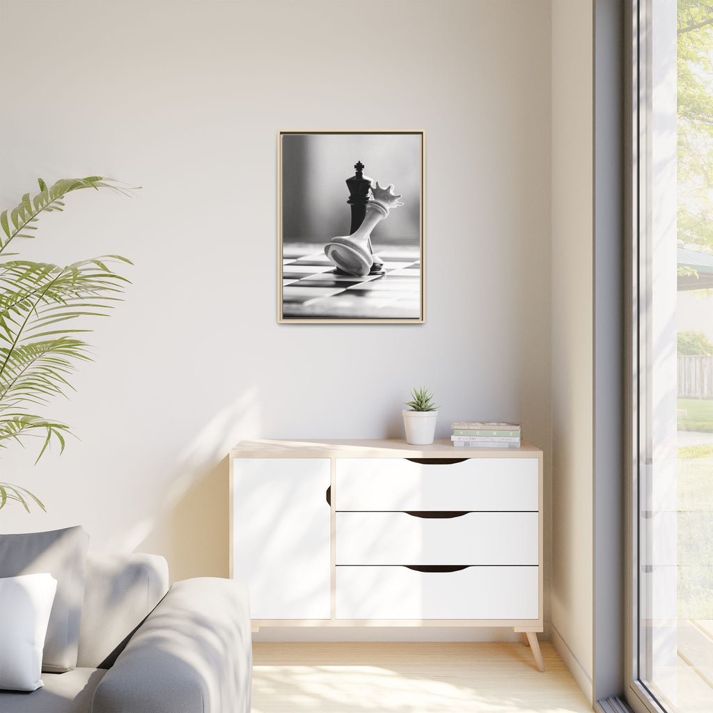 Chess King and Fallen Queen Matte Canvas Framed Wall Art
