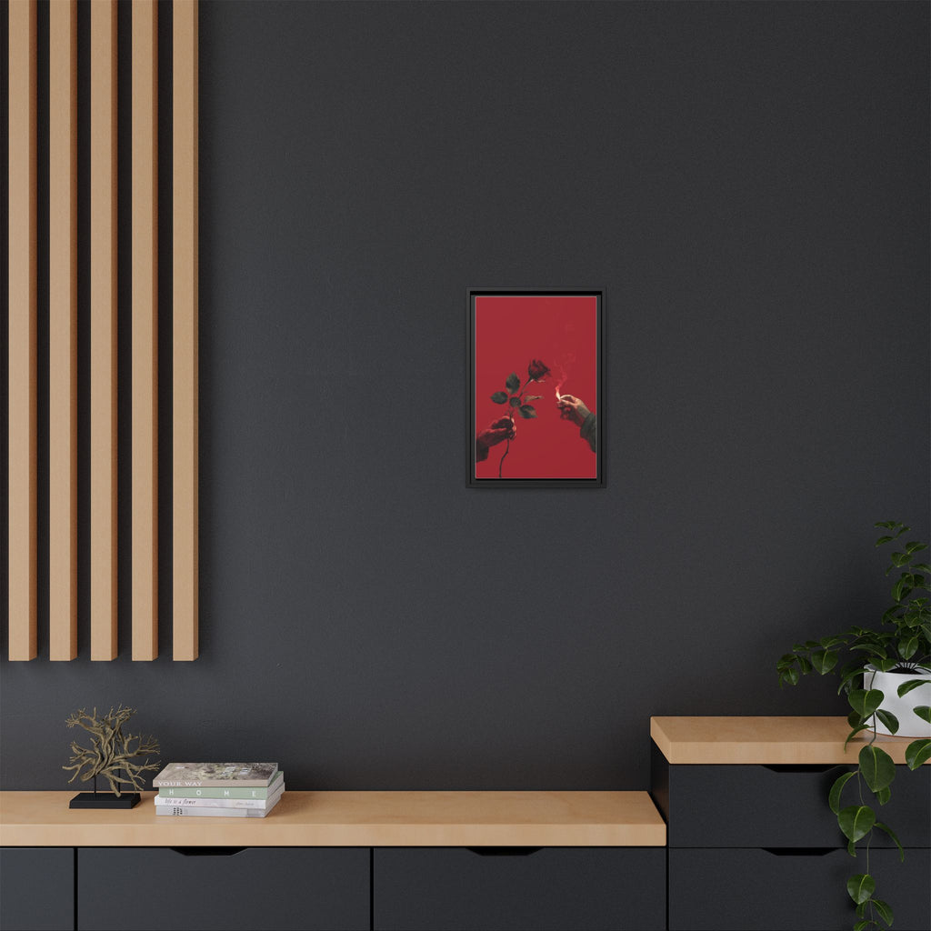 Red Rose & Lighter Minimalist Wall Print
