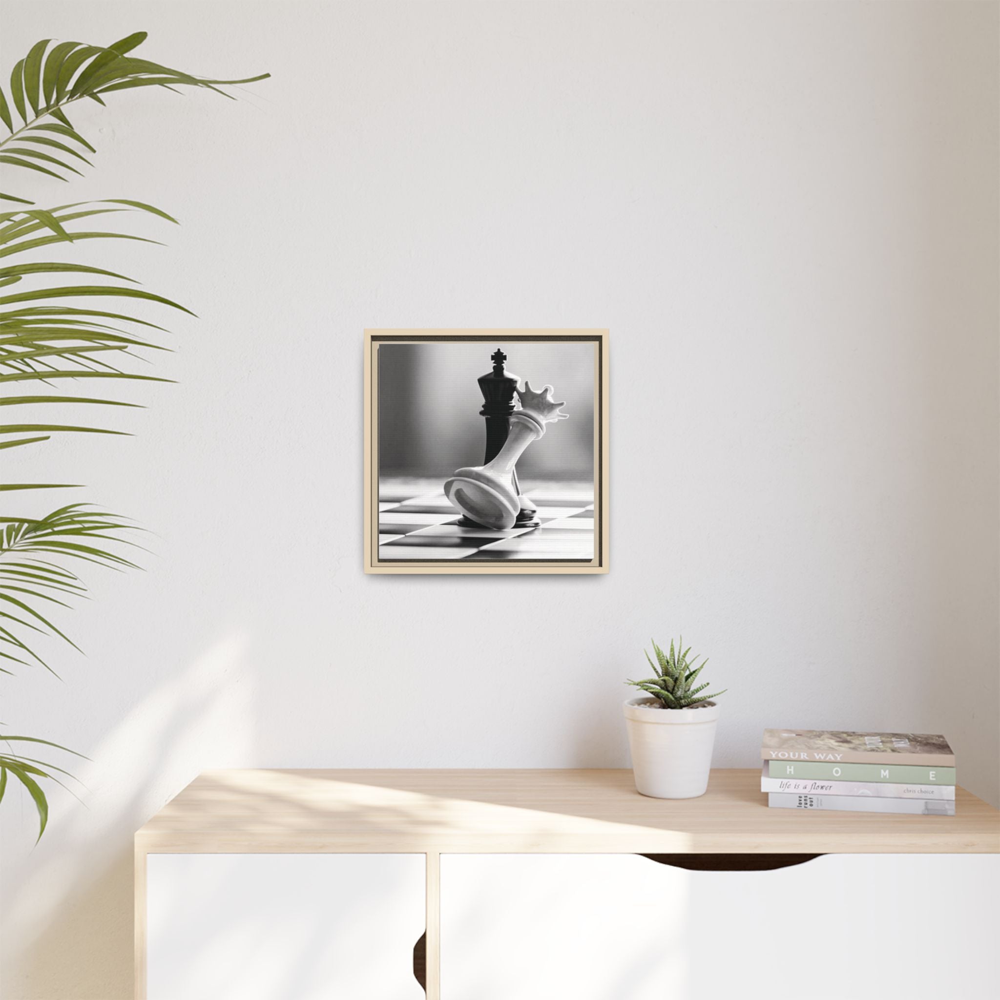 Chess King and Fallen Queen Matte Canvas Framed Wall Art
