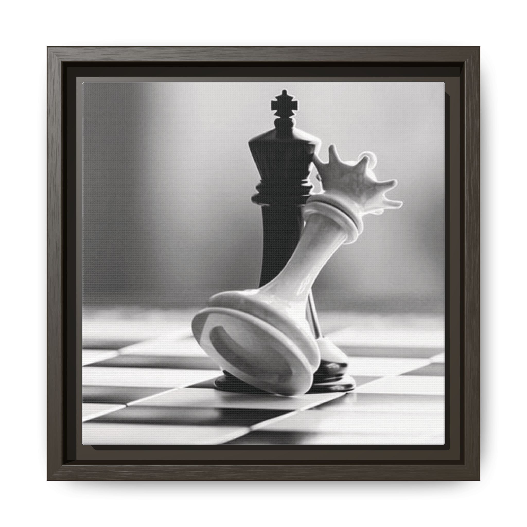Chess King and Fallen Queen Matte Canvas Framed Wall Art