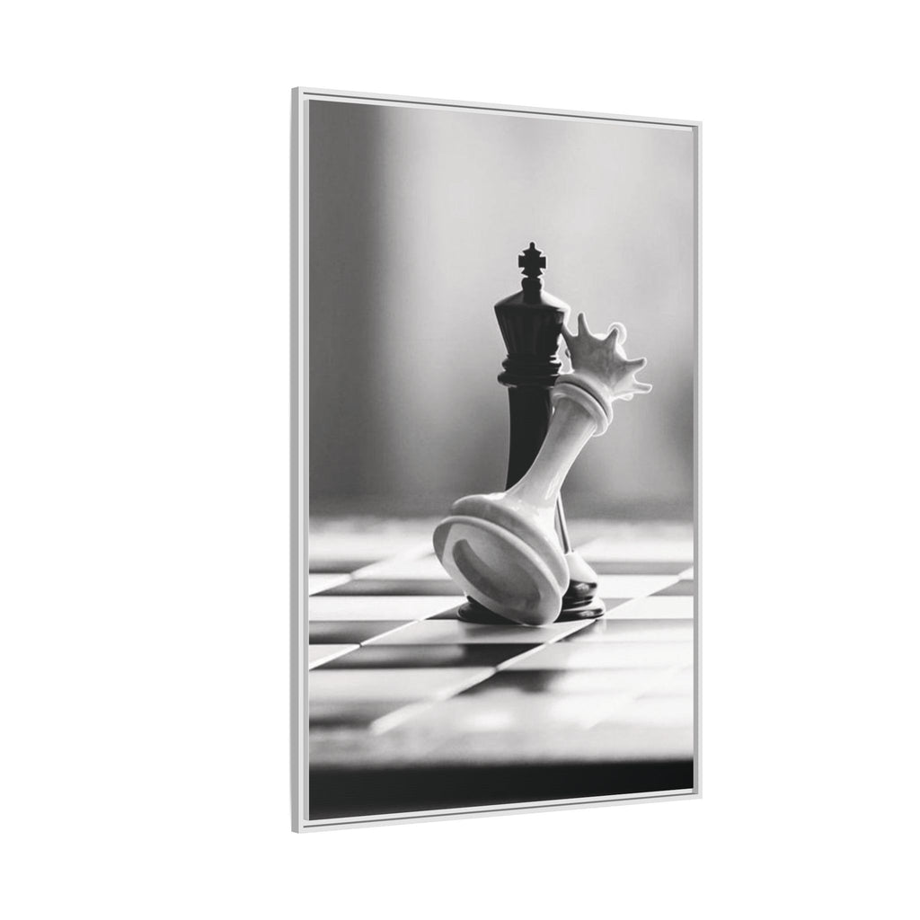 Chess King and Fallen Queen Matte Canvas Framed Wall Art