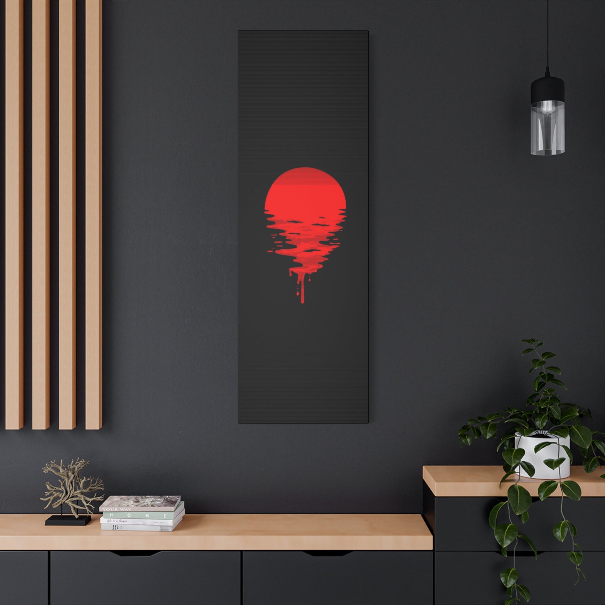 Sunset Canvas Art Print, Modern Wall Decor, Red and Black Home Decor, Abstract Art