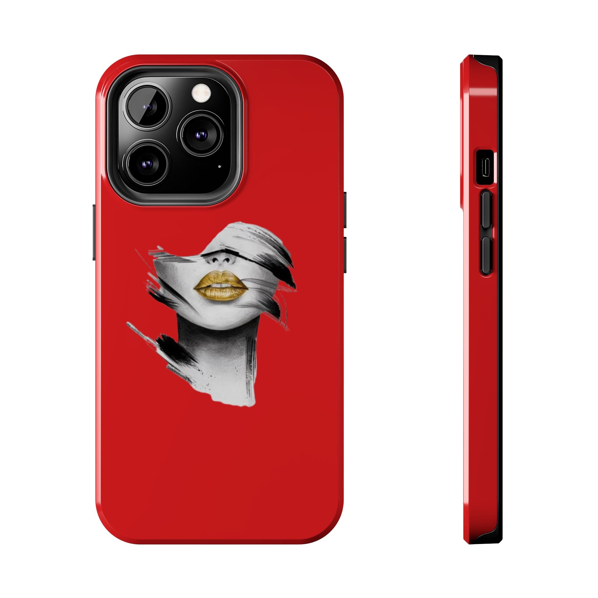 Red Abstract Lips Tough Phone Case — Bold Art Phone Cover for iPhone & Android