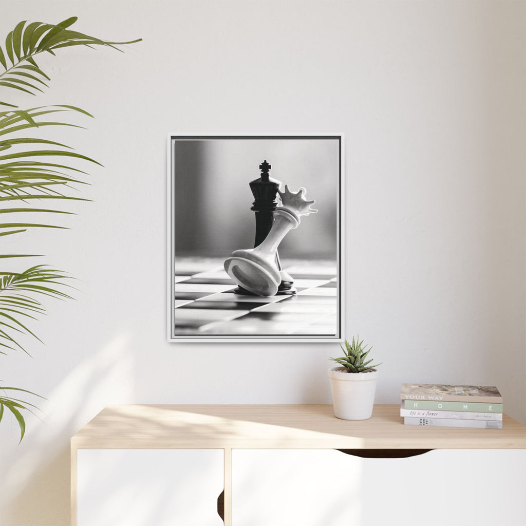 Chess King and Fallen Queen Matte Canvas Framed Wall Art