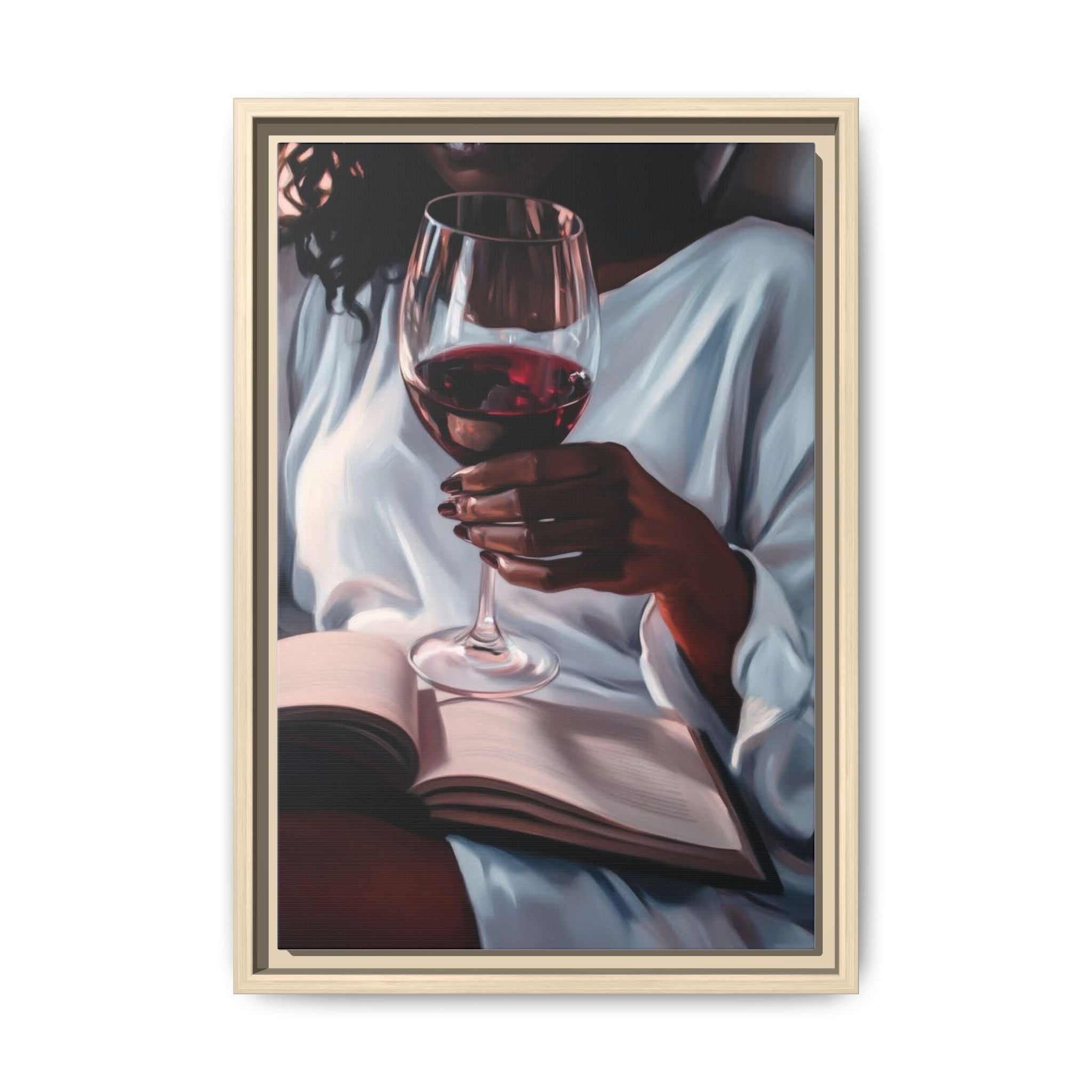 Woman Reading with Wine Glass (Cozy Evening Wall Decor)