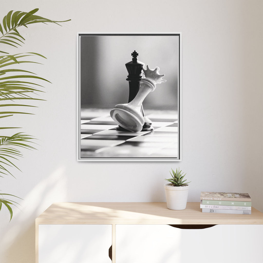 Chess King and Fallen Queen Matte Canvas Framed Wall Art