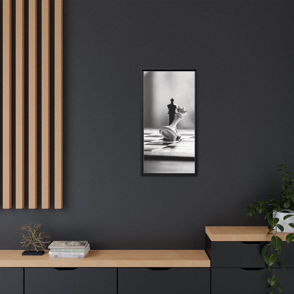 Chess King and Fallen Queen Matte Canvas Framed Wall Art