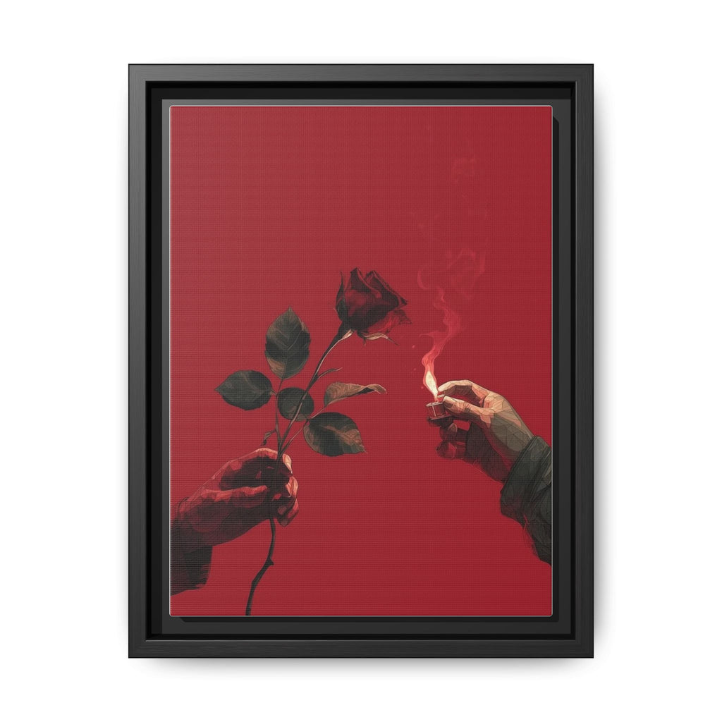 Red Rose & Lighter Minimalist Wall Print