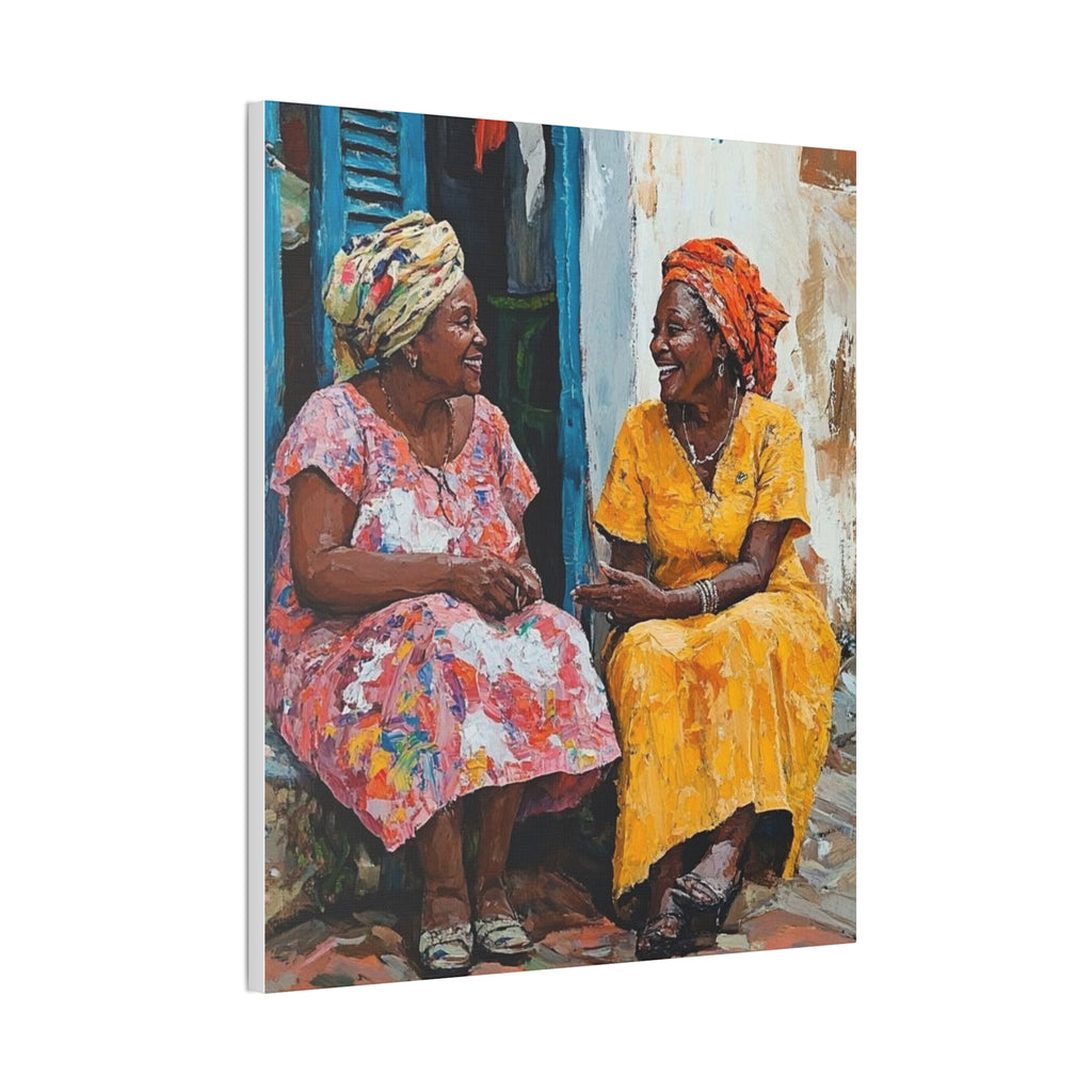 Colorful Conversation — Stretched Canvas Wall Art (Two Women Painting)