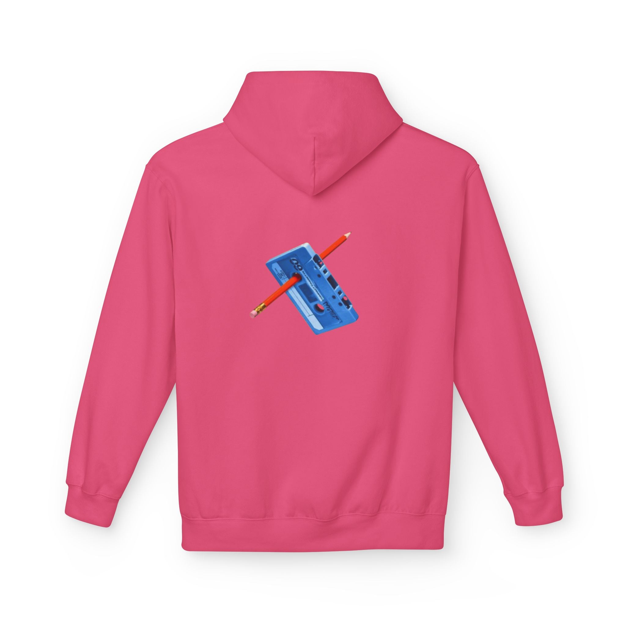 Retro Cassette Hoodie — Blue Tape & Pencil Vintage Music Crewneck