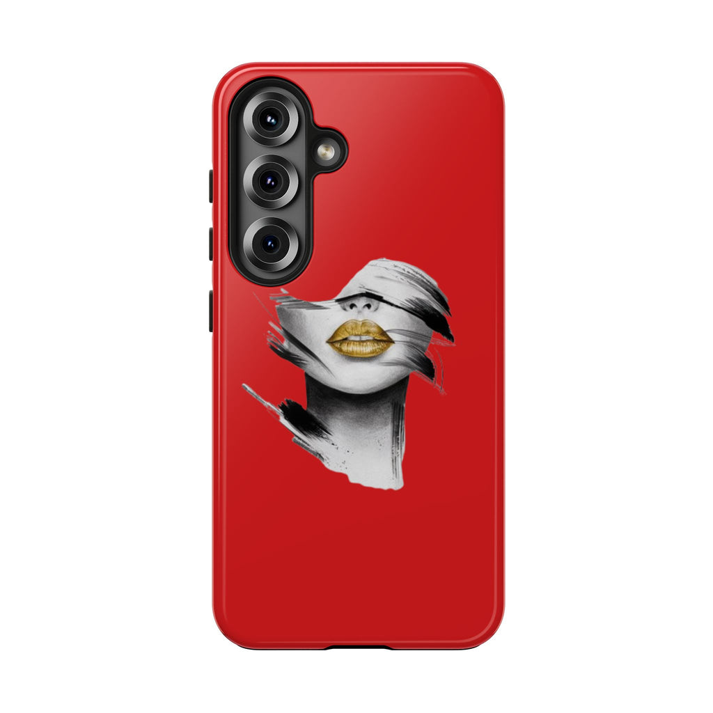 Red Abstract Lips Tough Phone Case — Bold Art Phone Cover for iPhone & Android