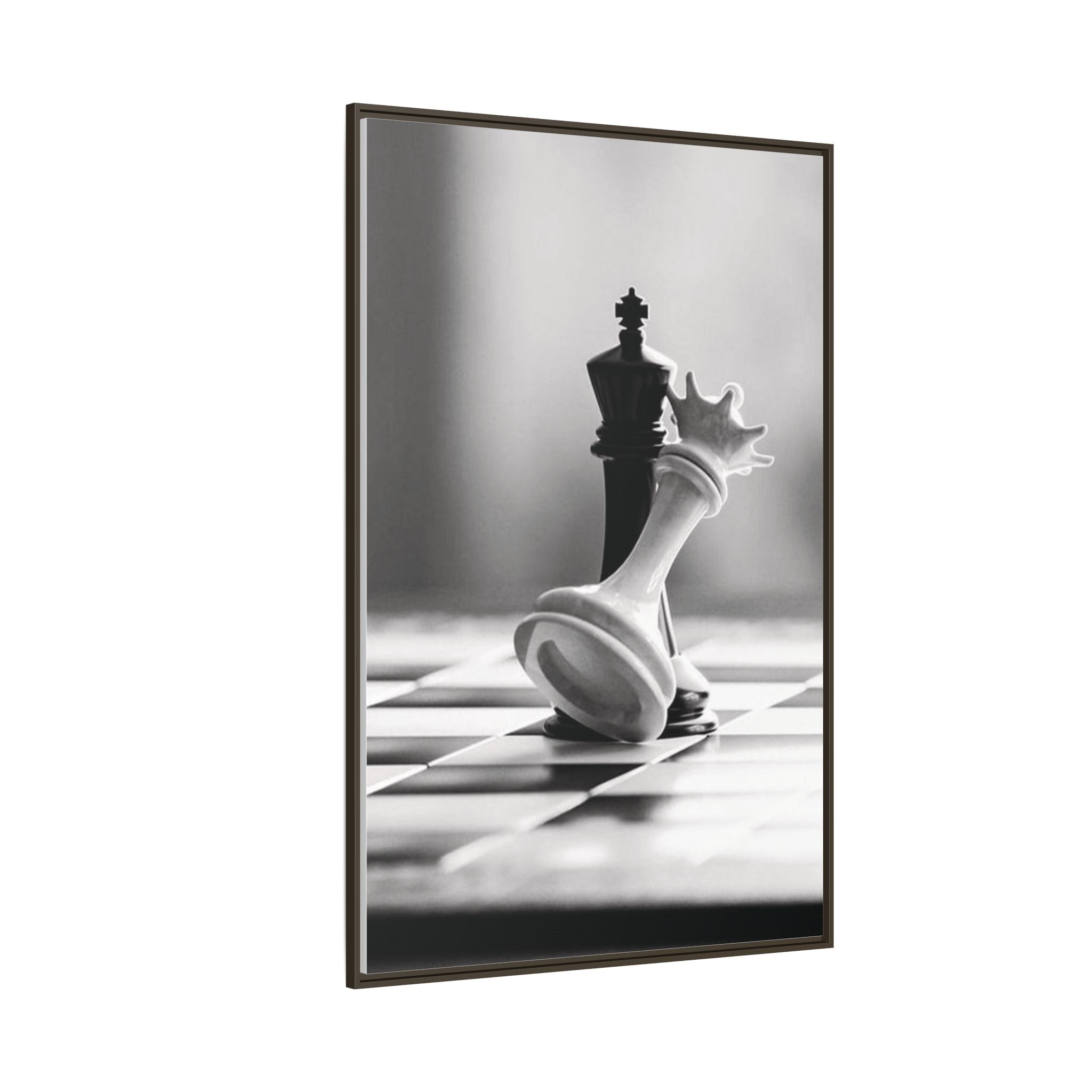 Chess King and Fallen Queen Matte Canvas Framed Wall Art