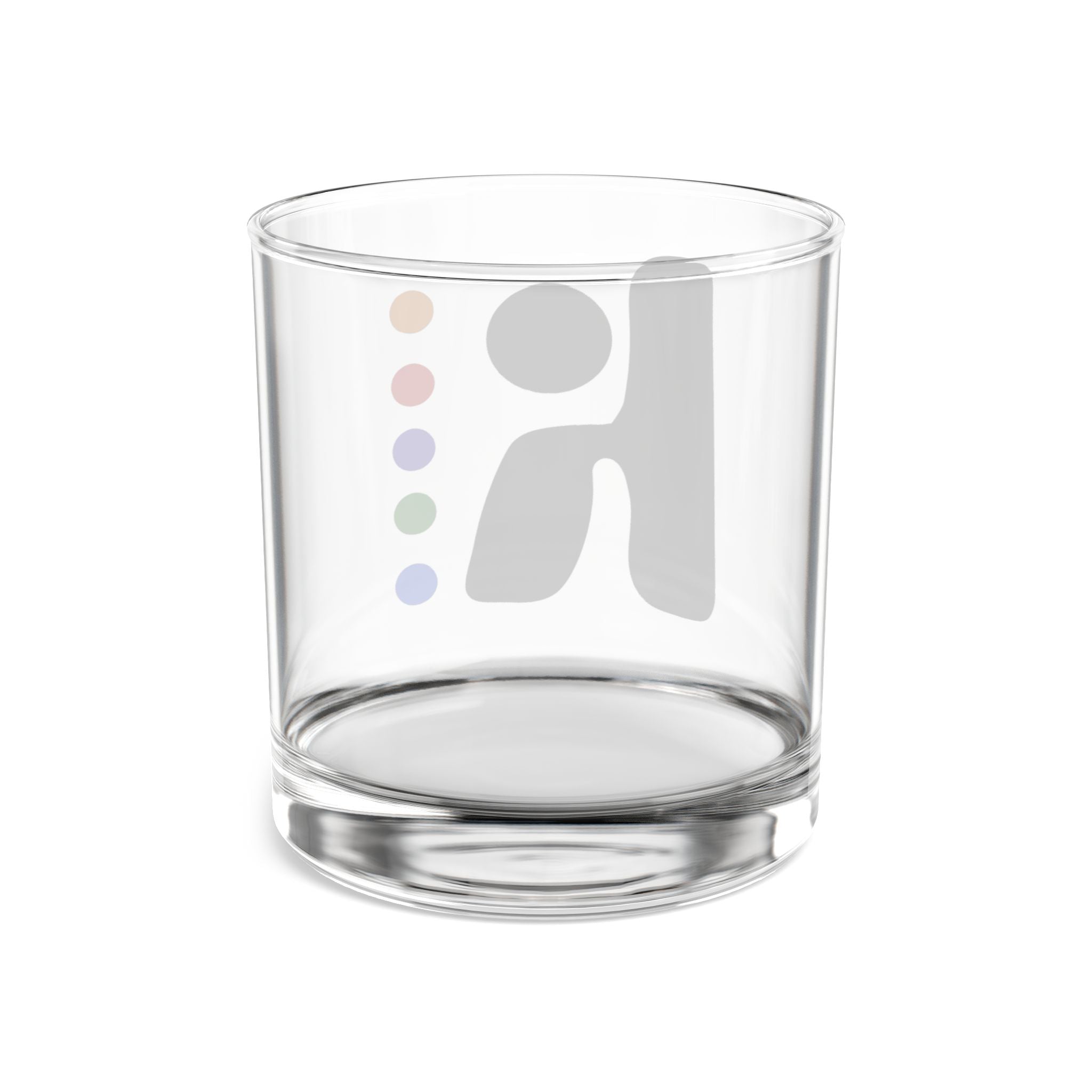 10oz Rocks Glass with Color Dot Logo — Modern Minimalist Whiskey Tumbler