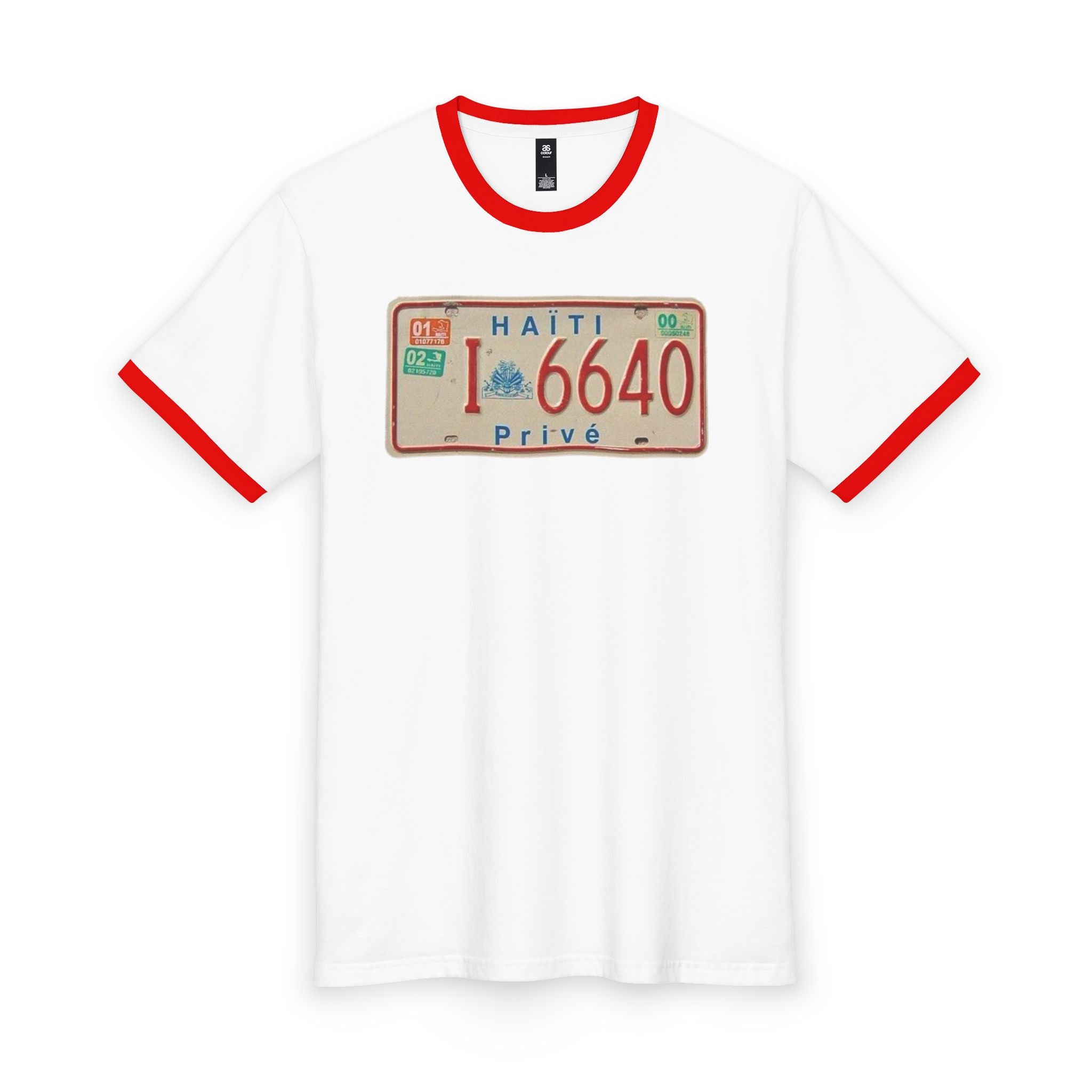 Haiti 6640 License Plate Ringer Tee