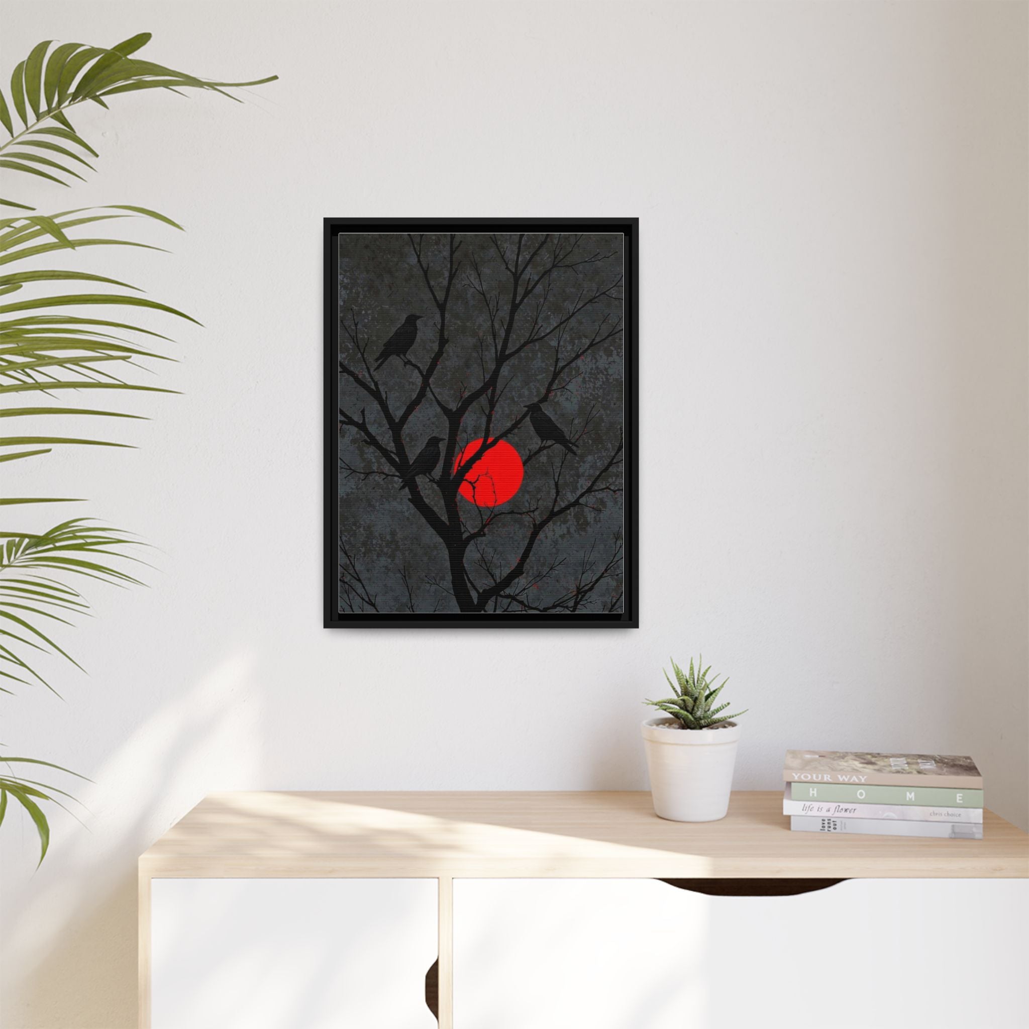 Red Moon Crows Silhouette