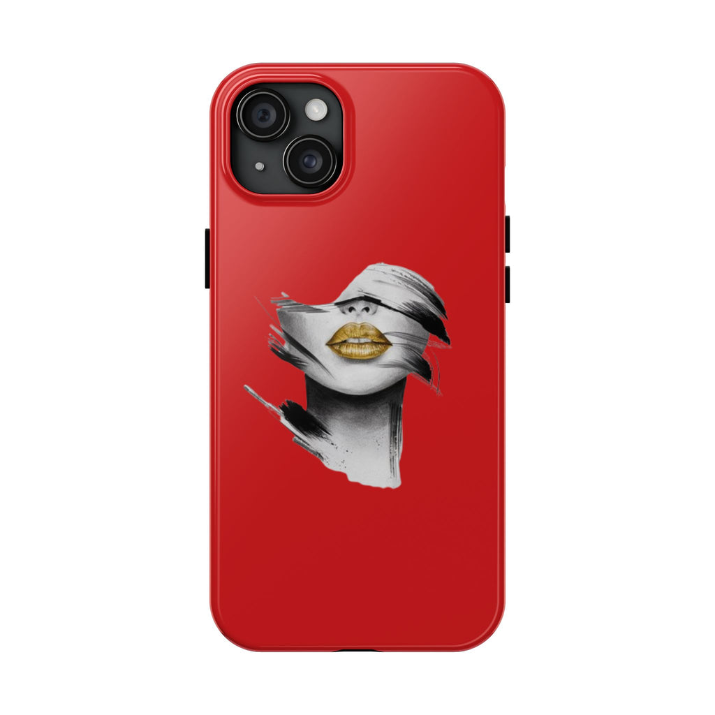 Red Abstract Lips Tough Phone Case — Bold Art Phone Cover for iPhone & Android