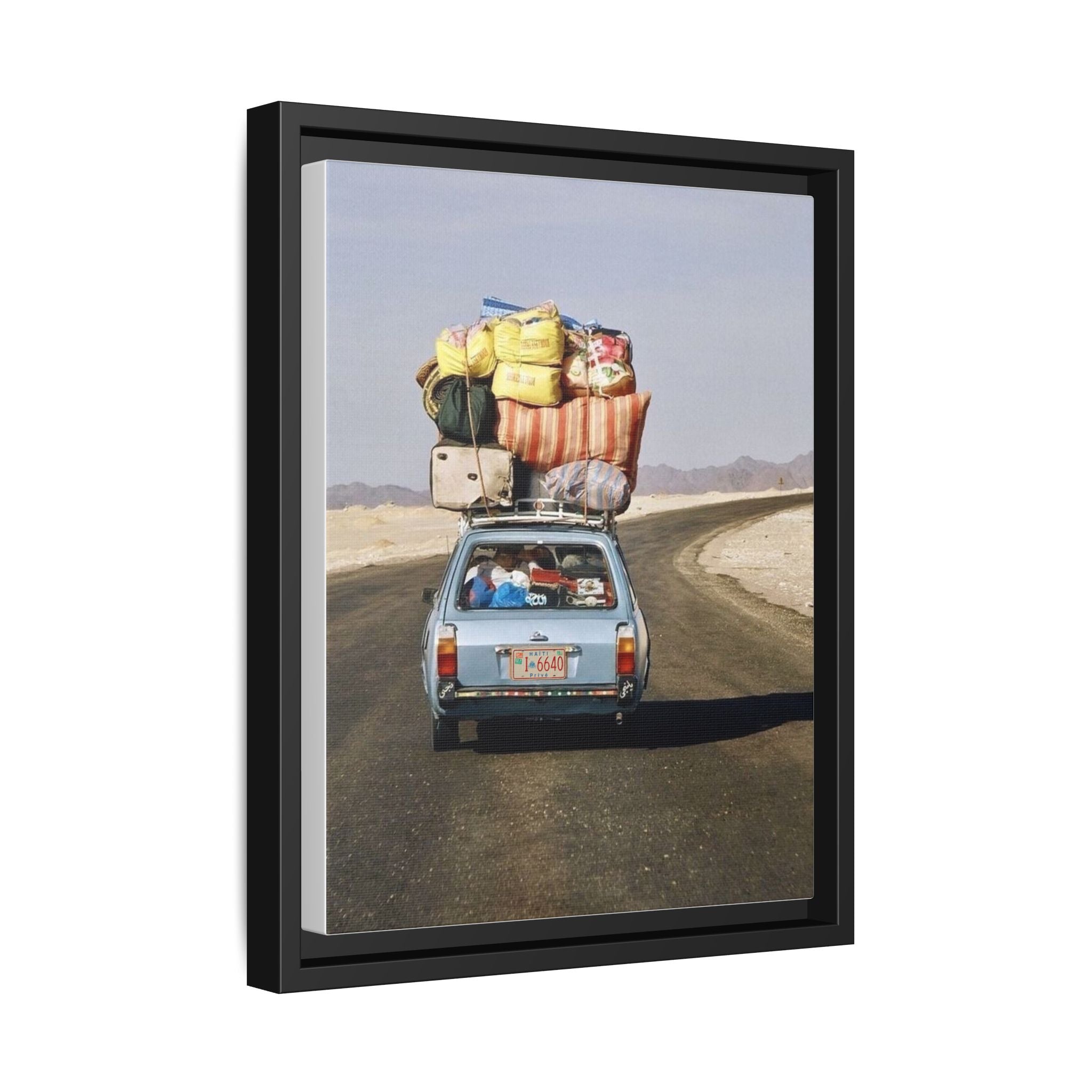 Road Trip Adventure Framed Canvas Print, Nostalgic Travel Art, Home Decor, Gift for Travelers, Vintage Car Wall Art, Wanderlust Decor