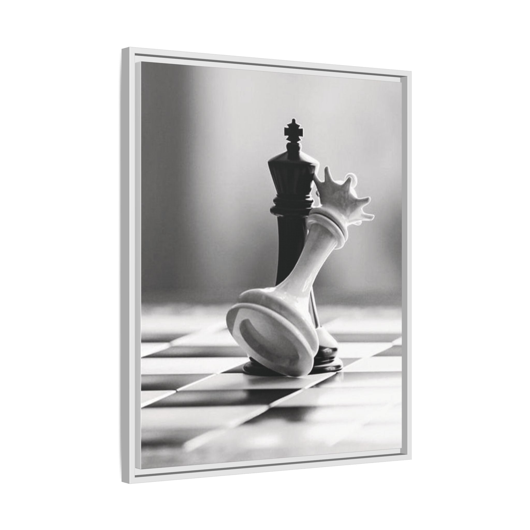 Chess King and Fallen Queen Matte Canvas Framed Wall Art