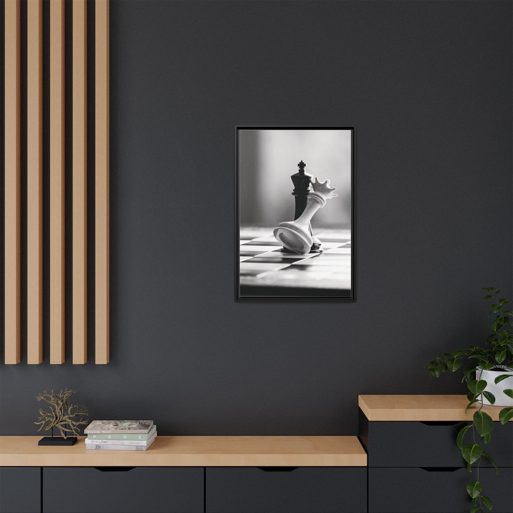 Chess King and Fallen Queen Matte Canvas Framed Wall Art
