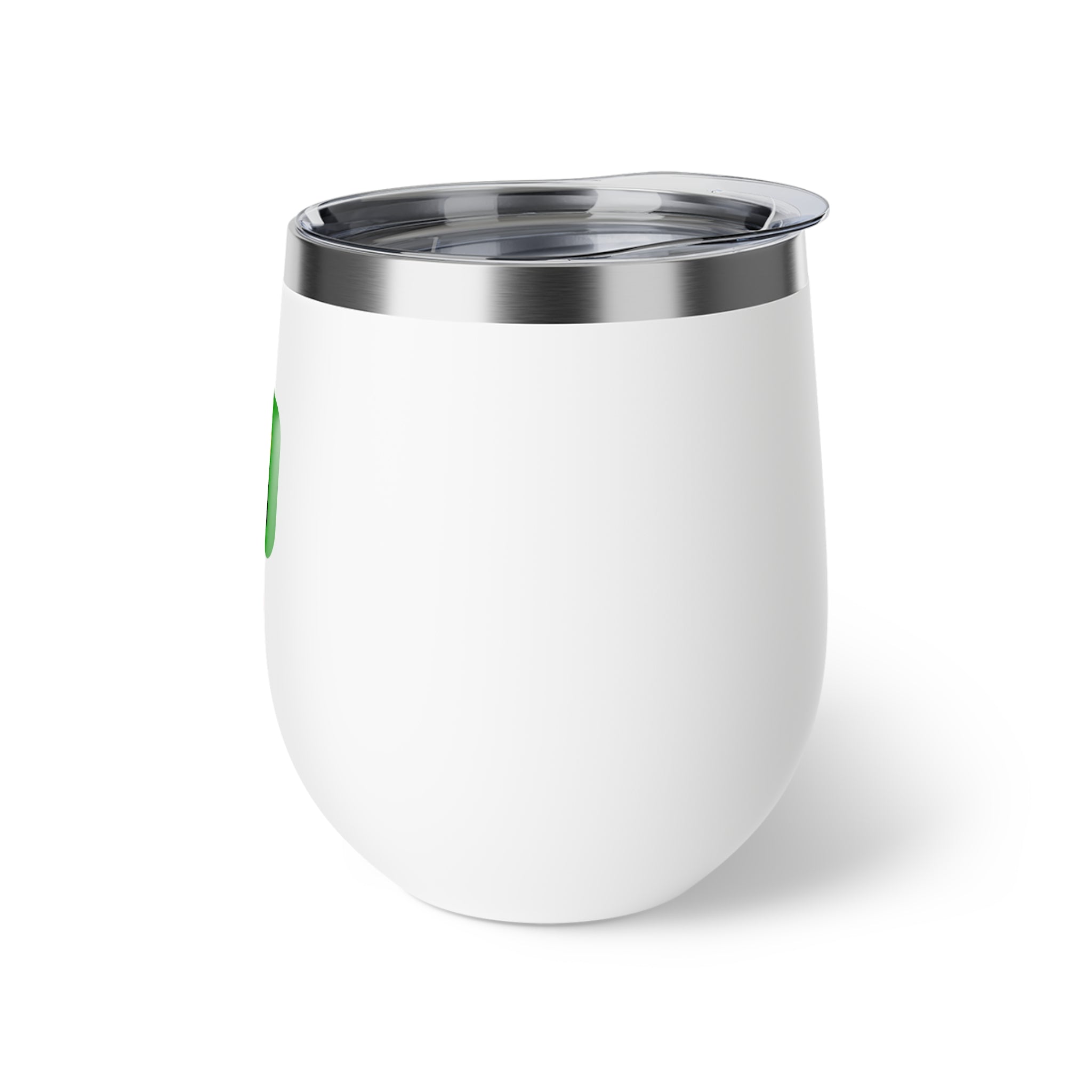 12oz Insulated Wine Tumbler with Green Abstract Logo — Copper Vacuum Cup