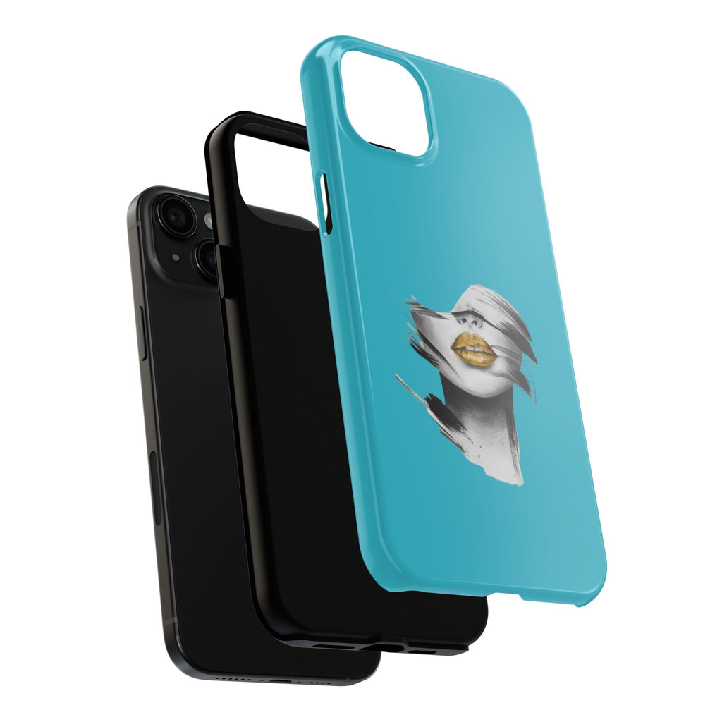 Teal 'Golden Lips' Tough Phone Case