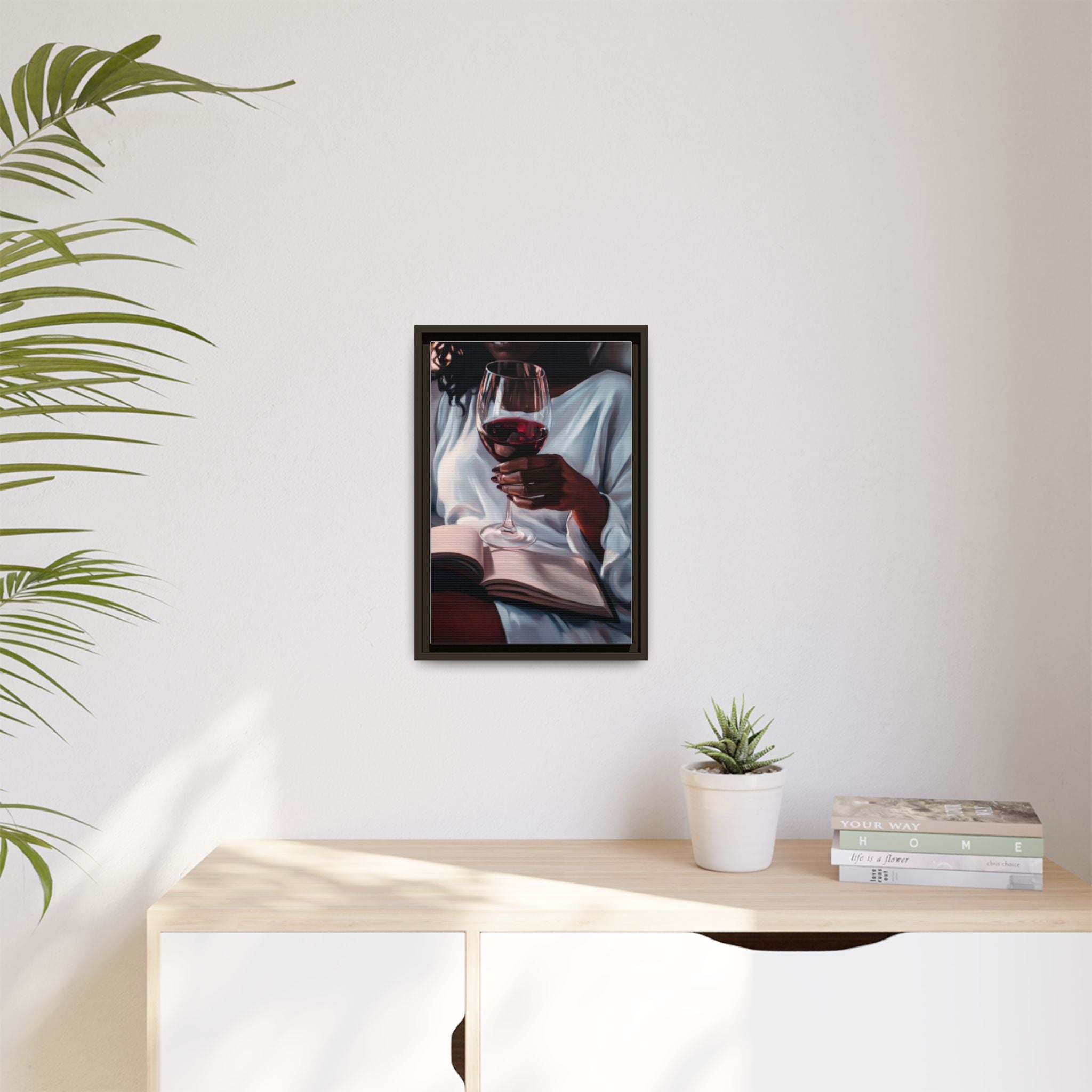 Woman Reading with Wine Glass (Cozy Evening Wall Decor)