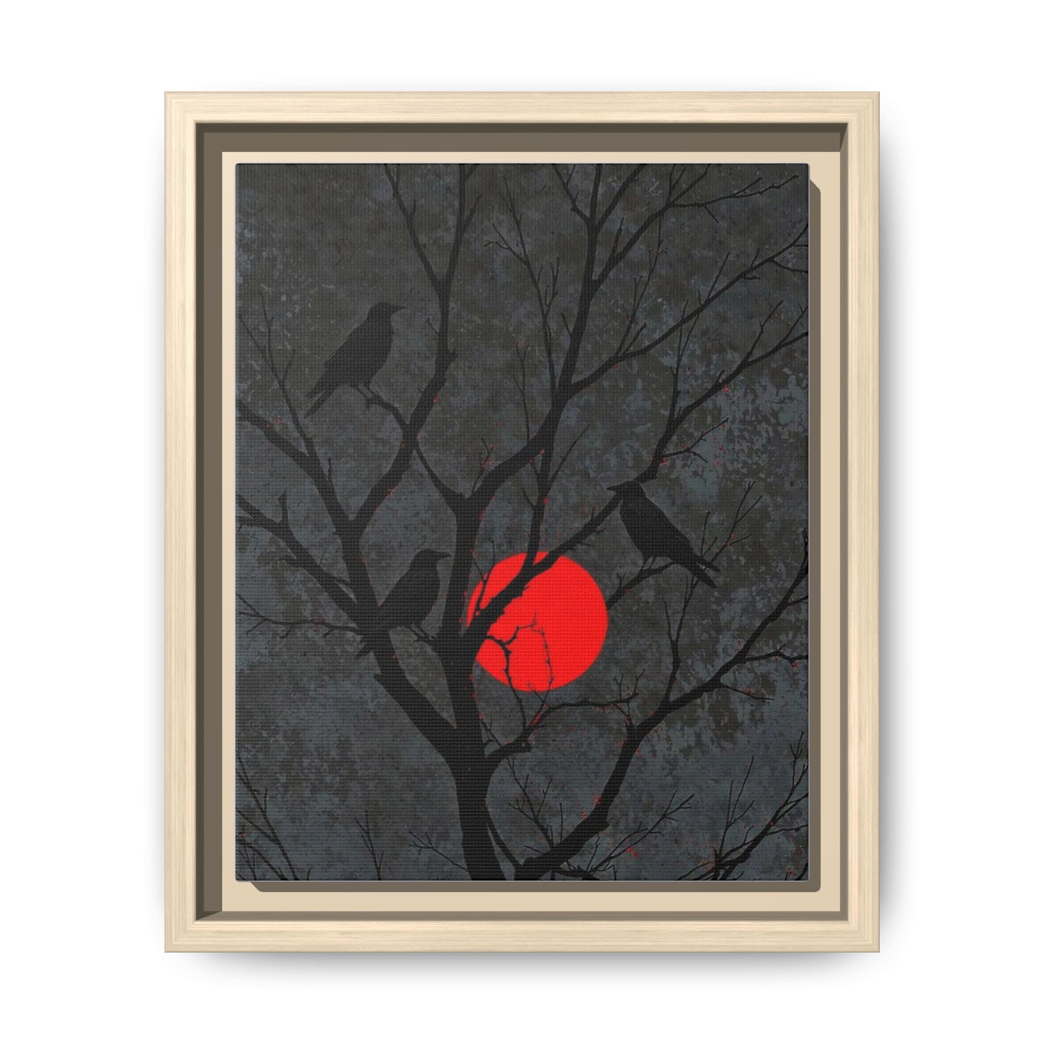 Red Moon Crows Silhouette
