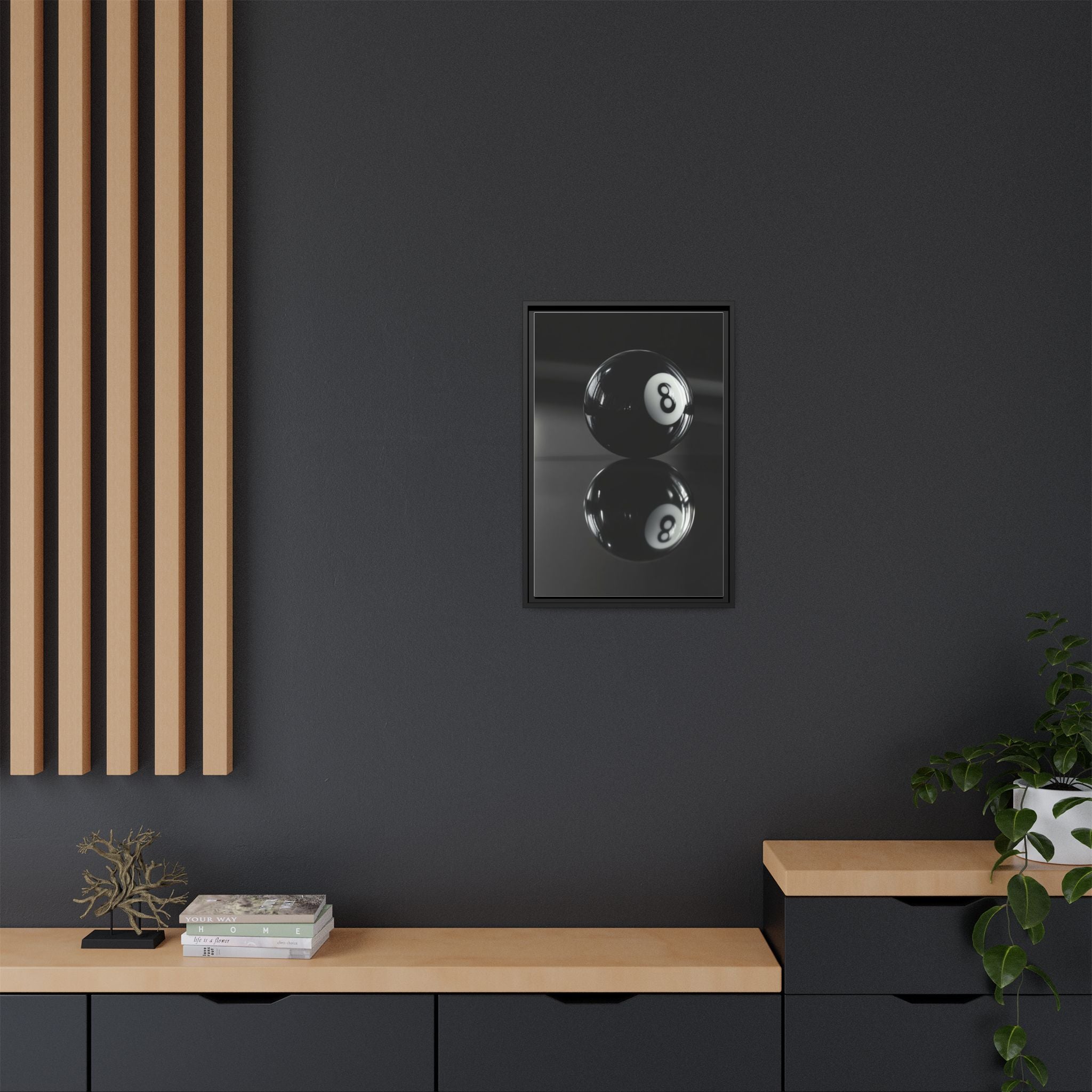 Eight Ball Reflection Matte Framed Canvas Print