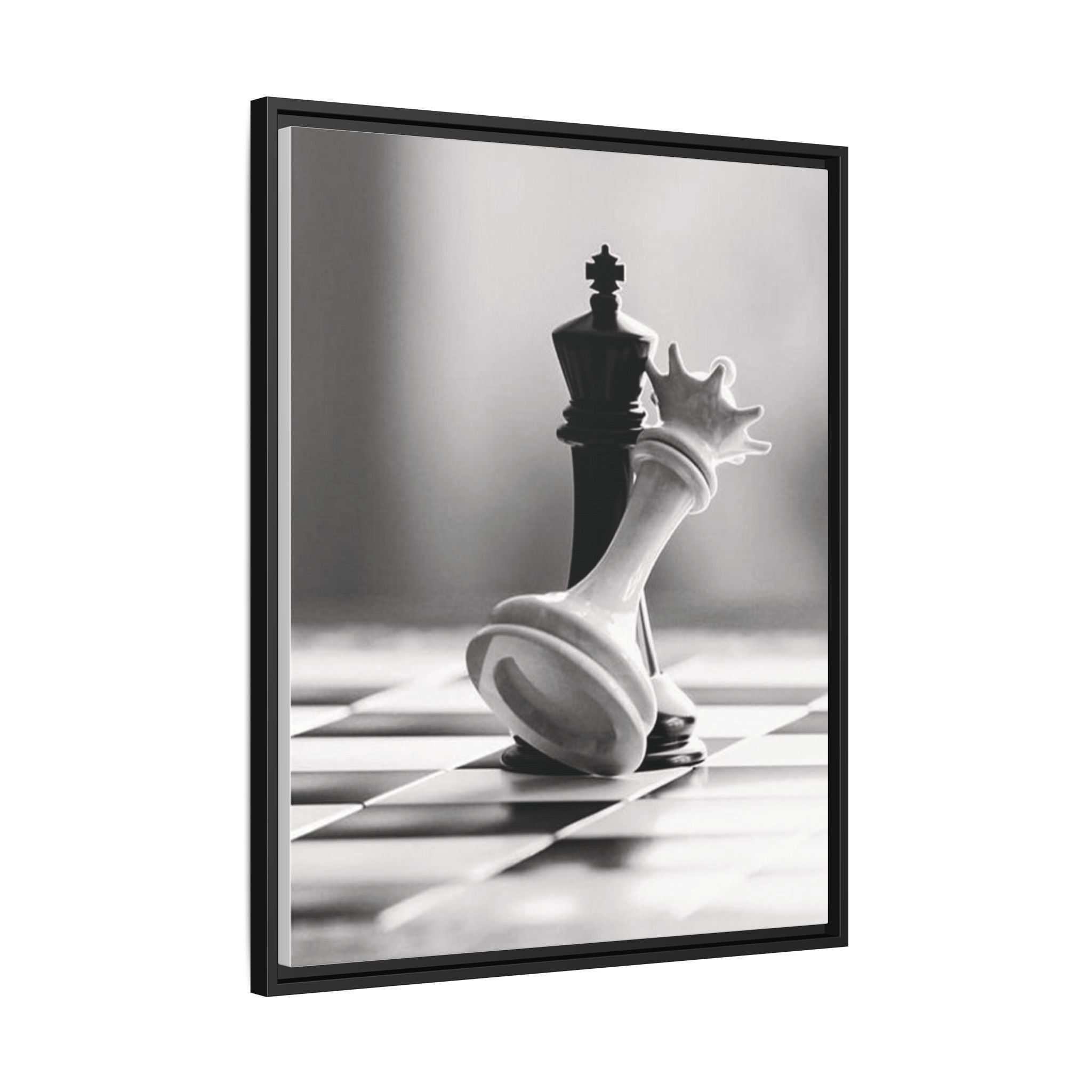 Chess King and Fallen Queen Matte Canvas Framed Wall Art