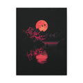 Moonlit Sakura Canvas Wall Art — Red Moon Reflection Matte Stretched Print