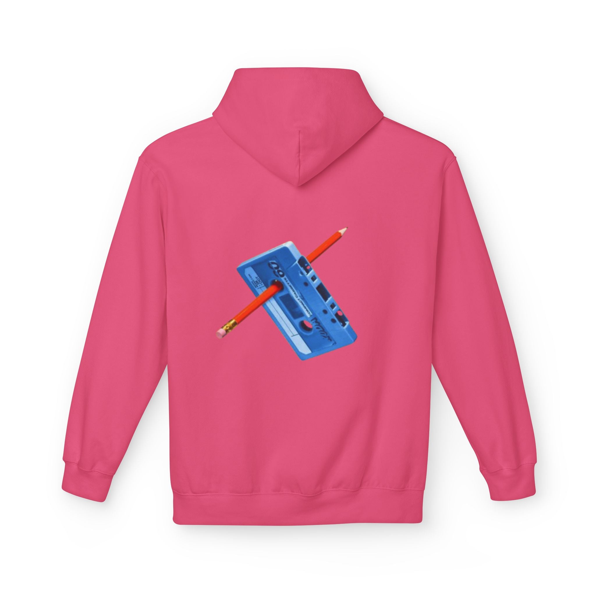 Blue Cassette Tape with Pencil Hoodie | Retro Music 80s 90s