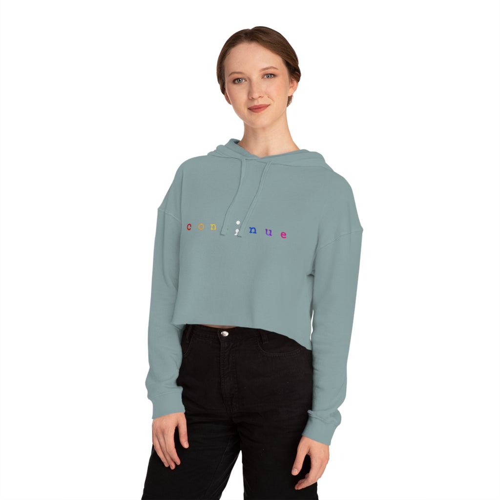 Cropped Hoodie "continue" Rainbow Minimalist