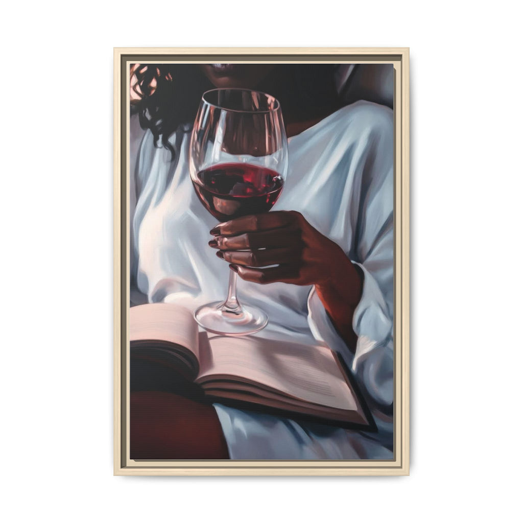 Woman Reading with Wine Glass (Cozy Evening Wall Decor)