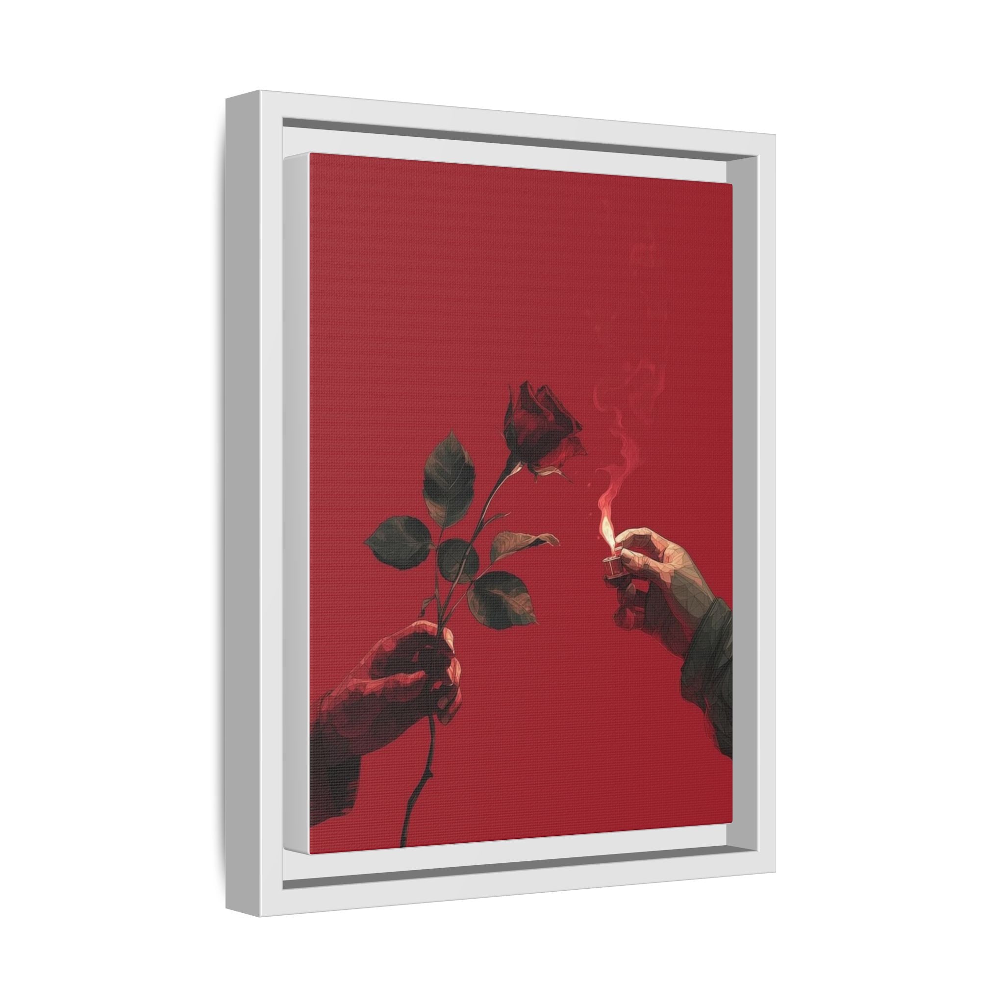 Red Rose & Lighter Minimalist Wall Print