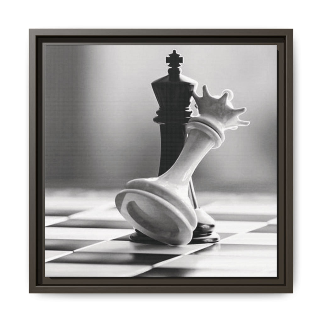 Chess King and Fallen Queen Matte Canvas Framed Wall Art