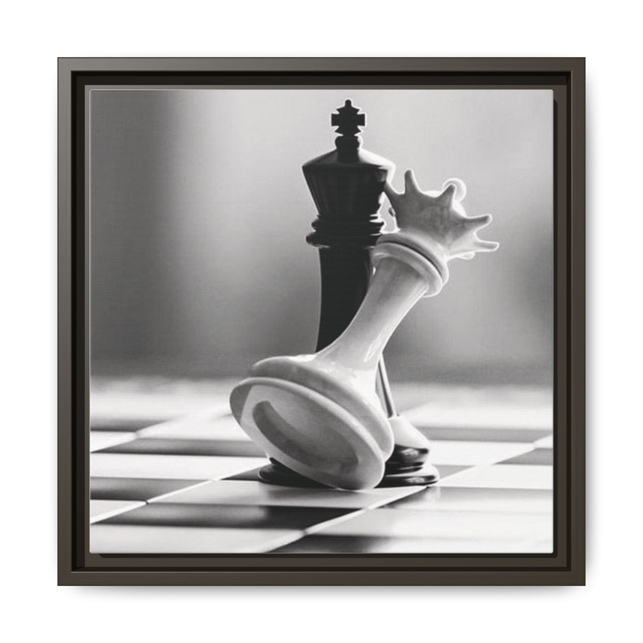 Chess King and Fallen Queen Matte Canvas Framed Wall Art