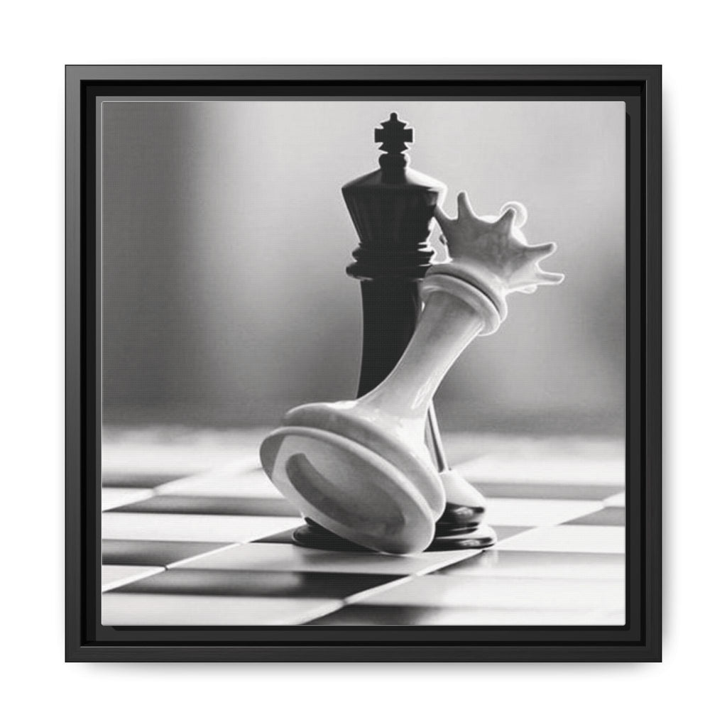 Chess King and Fallen Queen Matte Canvas Framed Wall Art